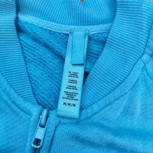 SKIMS Terry Modal Jersey Cyan Blue Cropped Jacket Medium - Picture 4 of 5